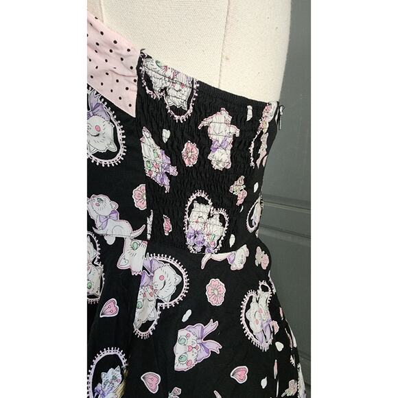 Hell Bunny Amelia Fit & Flare 50s Style Halter Mini Dress Heart Cats Print Small - Picture 5 of 8